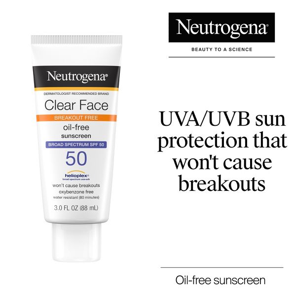 Neutrogena Clear Face Sunscreen Lotion, SPF 50, 3oz