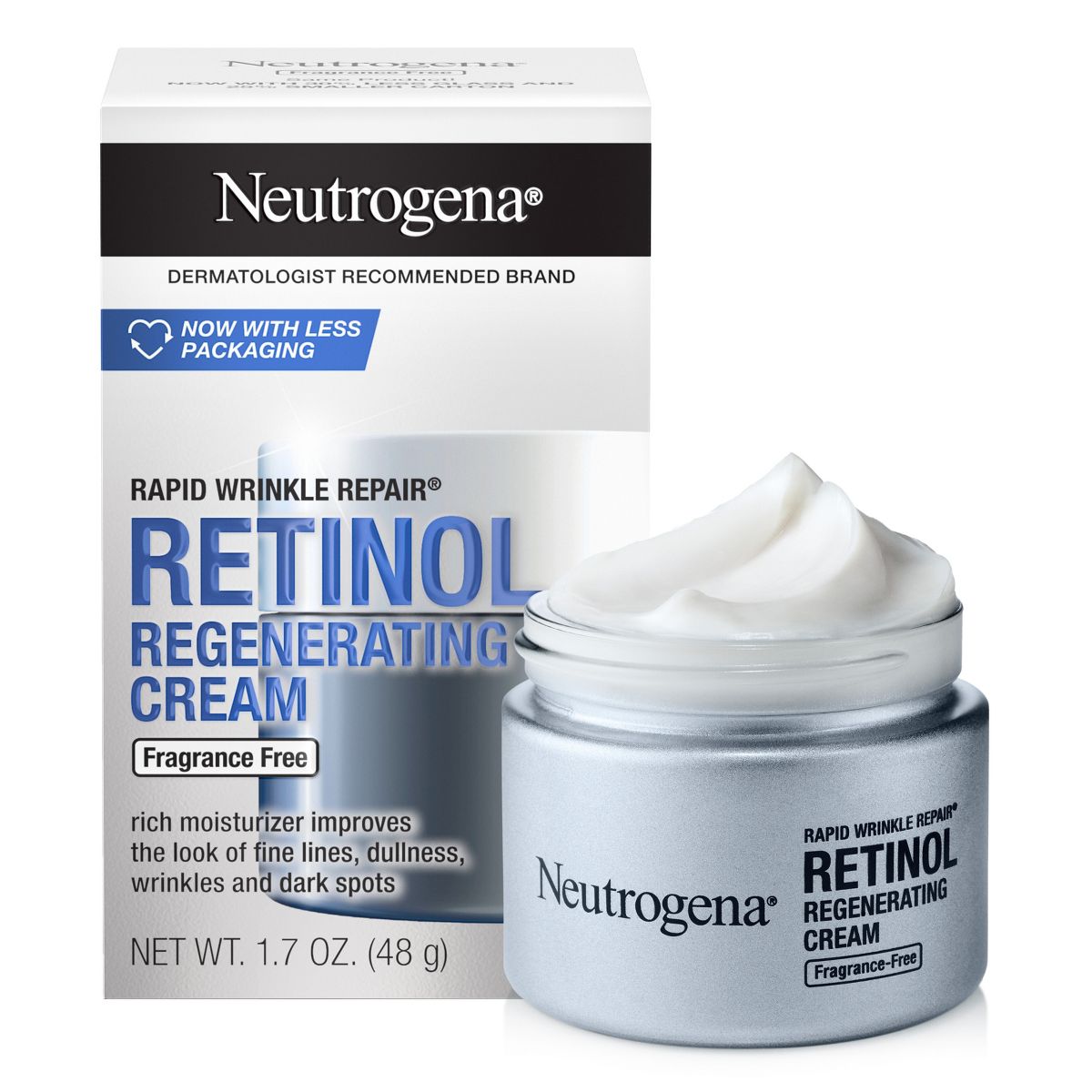 Neutrogena Rapid Wrinkle Repair Retinol Face Moisturizer Cream with Hyaluronic Acid - Fragrance Free - 1.7oz