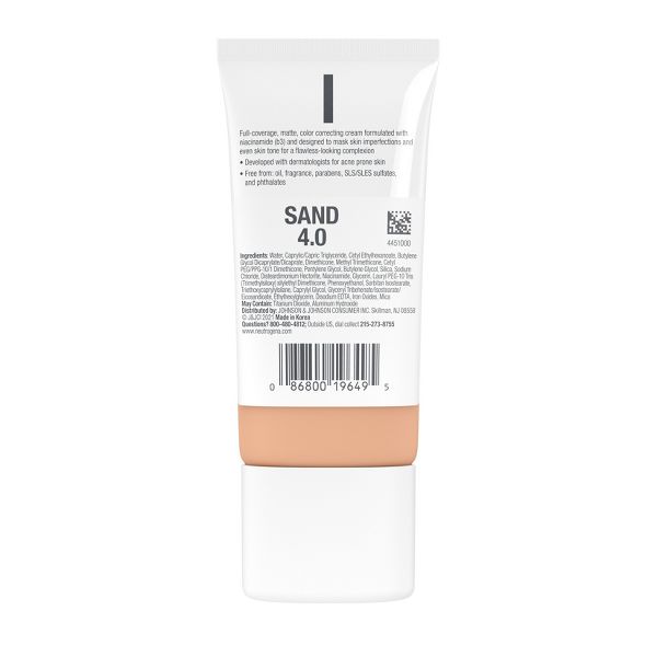 Neutrogena Clear Coverage Flawless Matte Color Correcting Cream, Full-Coverage - 1.0 Shell
