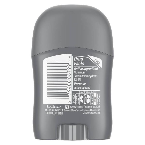 Dove Men+Care 72-Hour Mini Antiperspirant & Deodorant Stick - Clean Comfort - Travel Size - Solid Formula