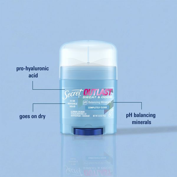 Secret Outlast Xtend Completely Clean Mini Invisible Solid Antiperspirant and Deodorant - Travel Size - 0.5oz