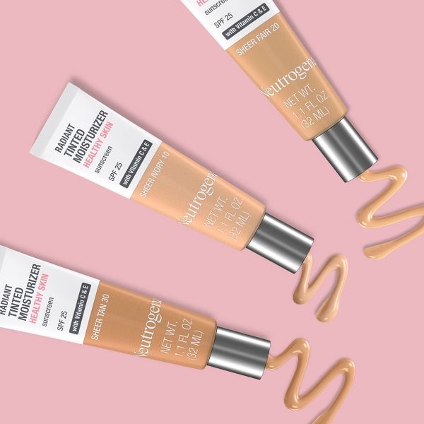 Neutrogena Healthy Skin Radiant Tinted Facial Lightweight Moisturizer with Vitamins A, C, & E, SPF 25 - Sheer Ivory 10 - 1.1 fl oz