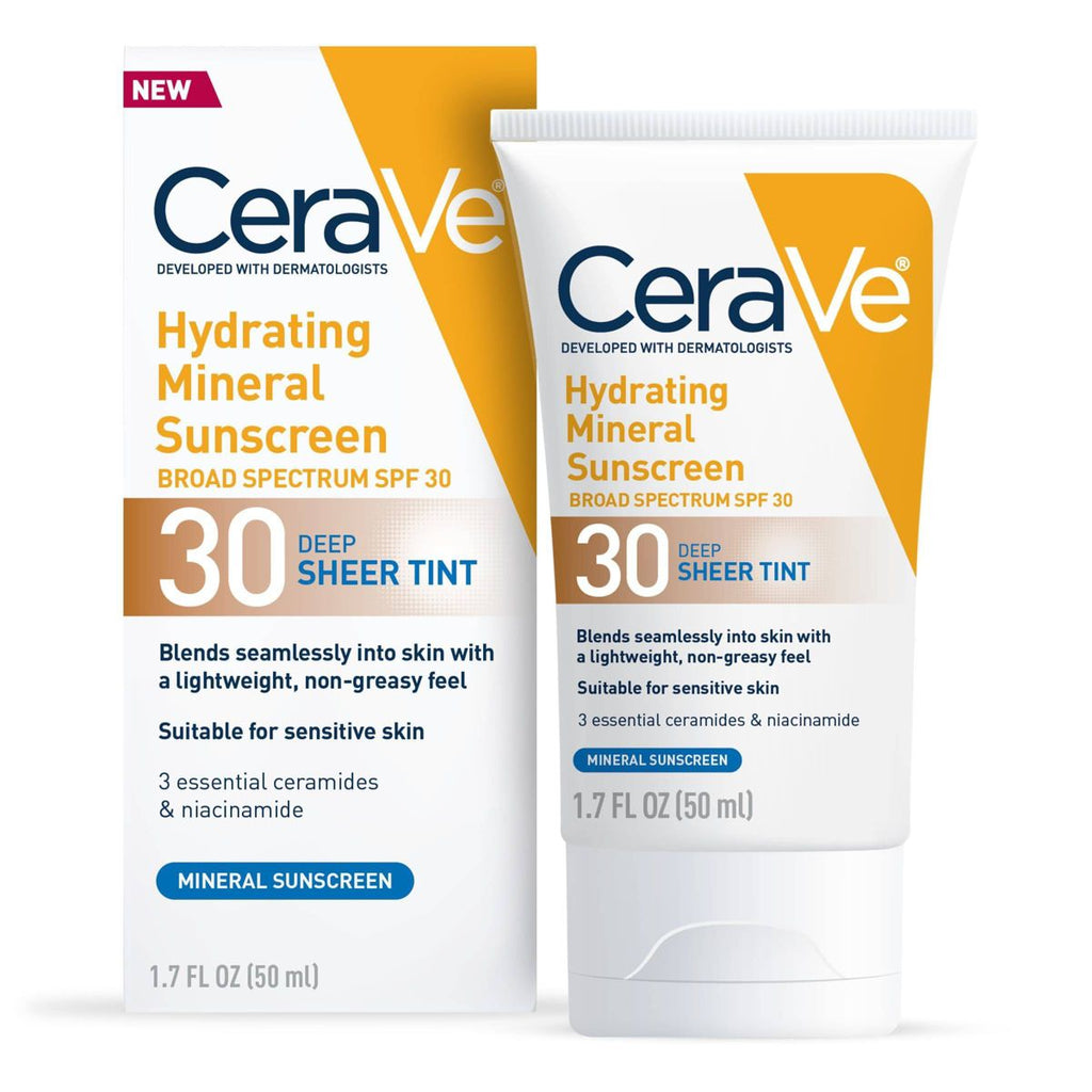 CeraVe Hydrating Mineral Tinted Face Sunscreen Lotion - SPF 30 - Deep - 1.7 fl oz