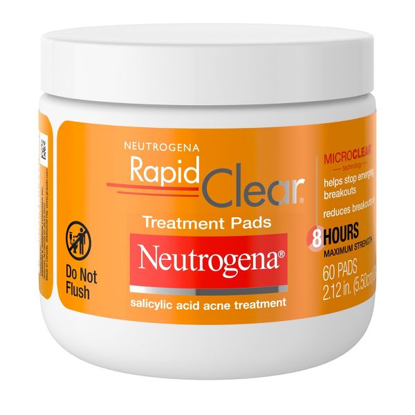 Neutrogena Rapid Clear Maximum Strength Acne Face Pads for Acne-Prone Skin - 60 ct