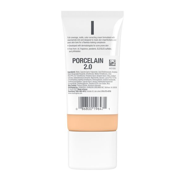 Neutrogena Clear Coverage Flawless Matte Color Correcting Cream, Full-Coverage - 1.0 Shell