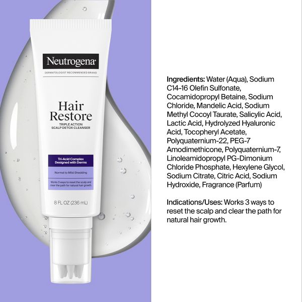 Neutrogena Restore Triple Action Scalp Detox Hair Cleanser - Detox & Clarifying Treatment - 8 Fl. Oz.