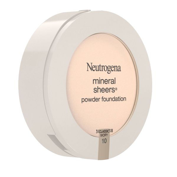 Neutrogena Mineral Sheers Compact Powder Foundation, Lightweight & Oil-Free - 10 Classic Ivory - 0.34oz