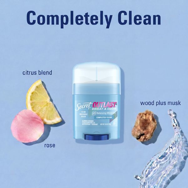 Secret Outlast Xtend Completely Clean Mini Invisible Solid Antiperspirant and Deodorant - Travel Size - 0.5oz