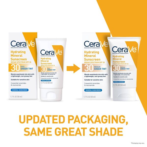 CeraVe Hydrating Mineral Tinted Face Sunscreen Lotion - SPF 30 - Deep - 1.7 fl oz