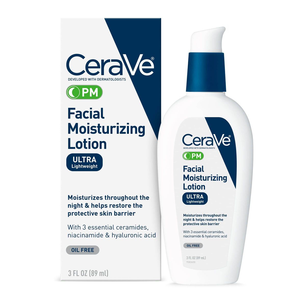 CeraVe PM Moisturizing Lotion, Night Cream for All Skin Types - 2 fl oz