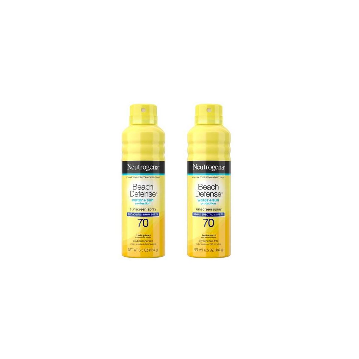 Neutrogena 2 Pack/6.5oz Each Beach Defense Sunscreen Spray, SPF 70