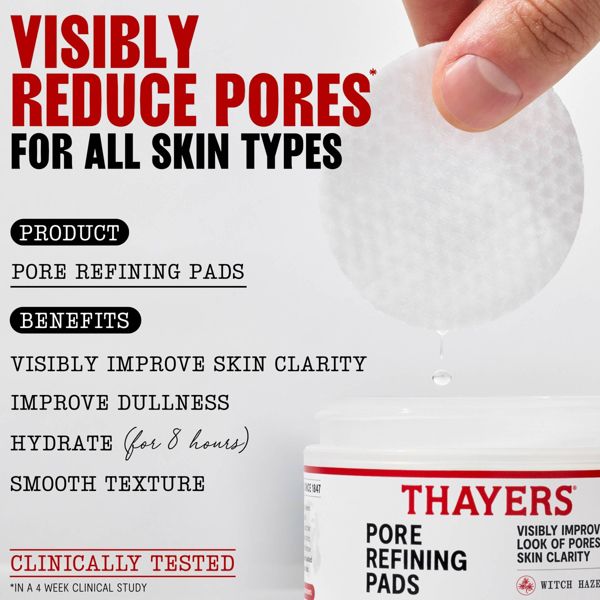 Thayers Natural Remedies Pore Refining Face Pads with Witch Hazel and Salicylic Acid - 60ct