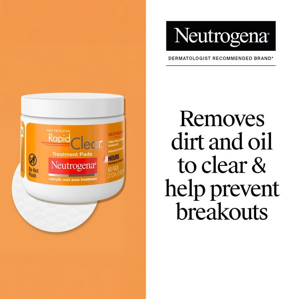 Neutrogena Rapid Clear Maximum Strength Acne Face Pads for Acne-Prone Skin - 60 ct