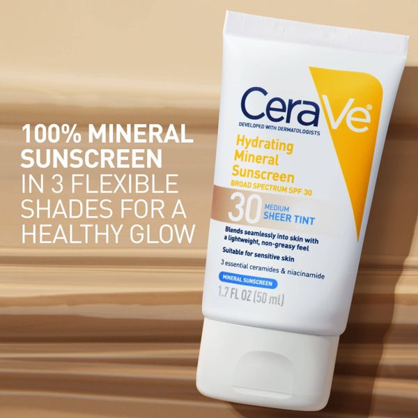 CeraVe Hydrating Mineral Tinted Face Sunscreen Lotion - SPF 30 - Deep - 1.7 fl oz