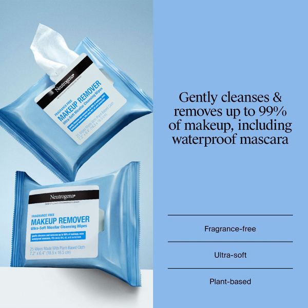 Neutrogena Makeup Remover Wipes - Ultra Soft Micellar Facial Cleansing - Fragrance Free - 25ct