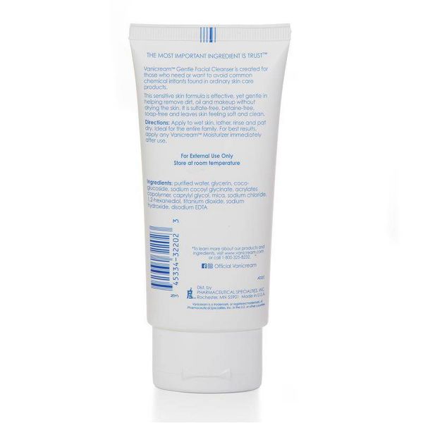 Vanicream Gentle Facial Cleanser for Sensitive Skin - Travel Friendly - Unscented - 2.5 fl oz