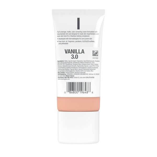 Neutrogena Clear Coverage Flawless Matte Color Correcting Cream, Full-Coverage - 1.0 Shell