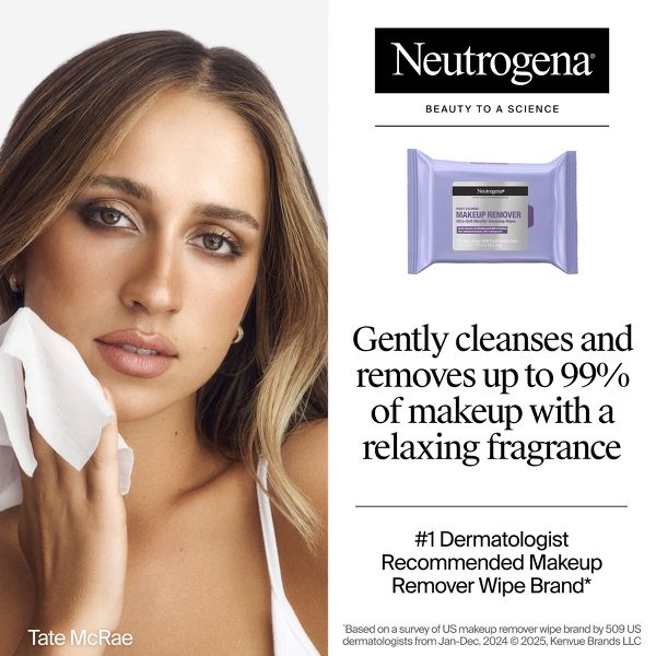 Neutrogena Night Calming Makeup Remover Wipes - Ultra Soft Micellar Facial Cleansing - 25ct