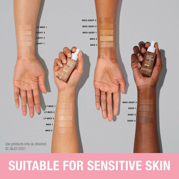 Neutrogena Healthy Skin Sensitive Skin Serum Foundation with Color Correcting, Pore Minimizing & Buildable Coverage - 01 Light