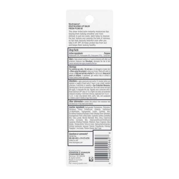 Neutrogena Revitalizing and Moisturizing Tinted Lip Balm, SPF 20 - 20 Blush - 0.15oz