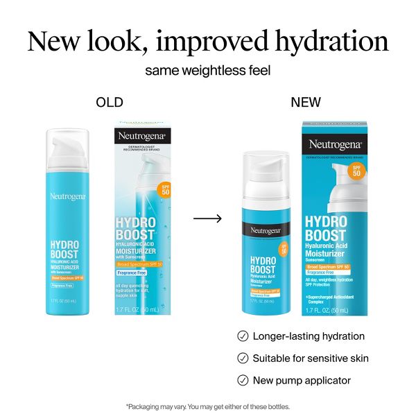 Neutrogena Hydro Boost Weightless Facial Moisturizer with Hyaluronic Acid - SPF 50 - Fragrance Free - 1.7 fl oz