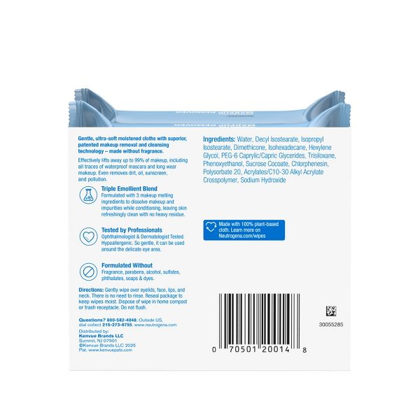 Neutrogena Makeup Remover Wipes - Ultra Soft Micellar Facial Cleansing - Fragrance Free - 25ct