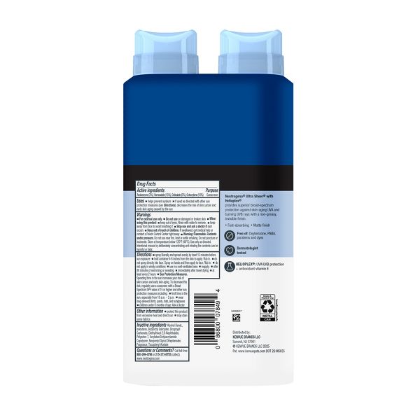 Neutrogena Ultra Sheer Body Mist Sunscreen Spray - Lightweight - Water Resistant - SPF 70 - Twin Pack - 5oz