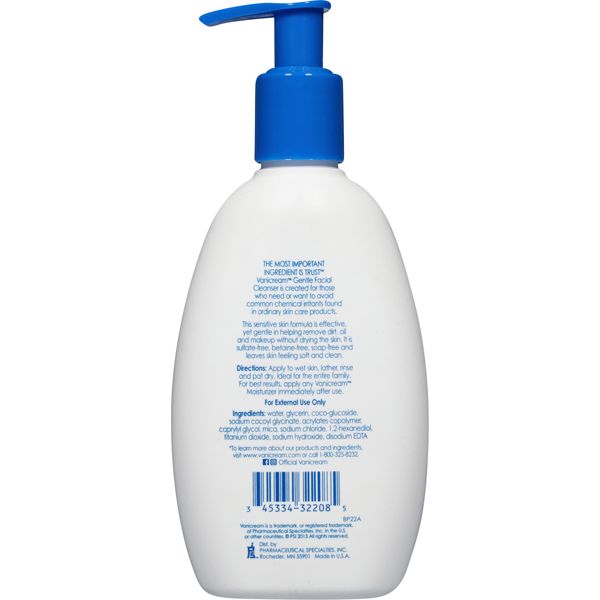 Vanicream Gentle Facial Cleanser for Sensitive Skin - Travel Friendly - Unscented - 2.5 fl oz