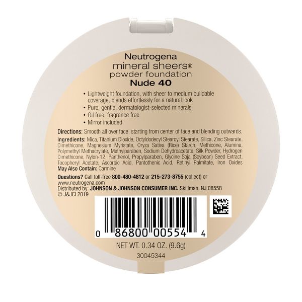 Neutrogena Mineral Sheers Compact Powder Foundation, Lightweight & Oil-Free - 10 Classic Ivory - 0.34oz